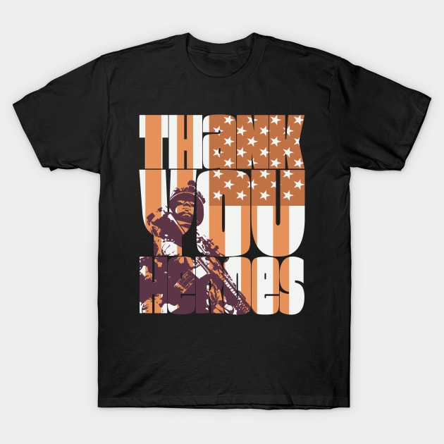 Thank You Heroes Soldier American Flag T-Shirt by Getmilitaryphotos